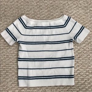 Pacsun striped ribbed off shoulder crop top